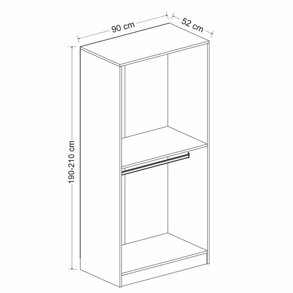 Kale H190cm Wooden Wardrobe with 2 Doors in White