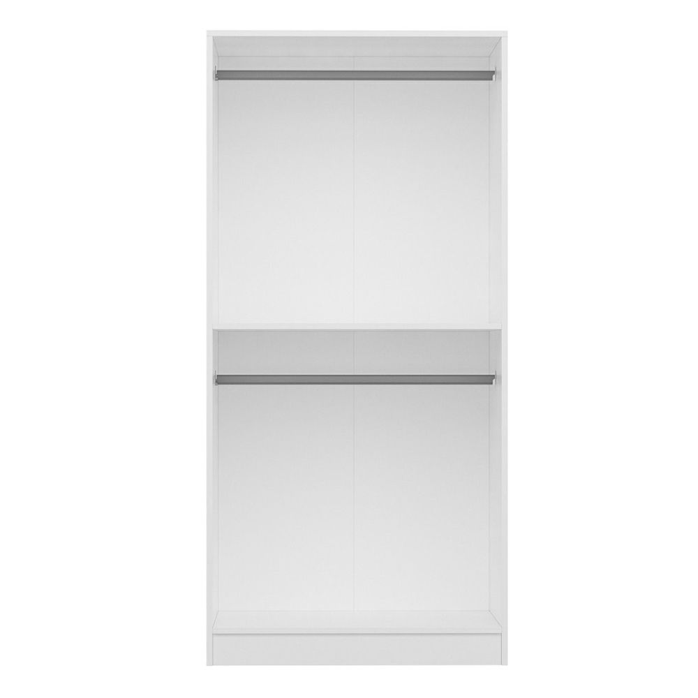 Kale H190cm Wooden Wardrobe with 2 Panel Doors in White