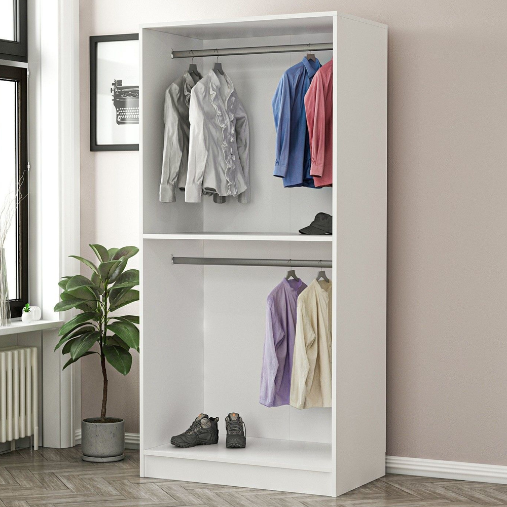 Kale H190cm Wooden Wardrobe with 2 Slatted Doors in White