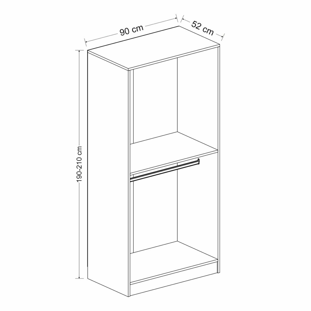 Kale H190cm Wooden Wardrobe with 2 Slatted Doors in White