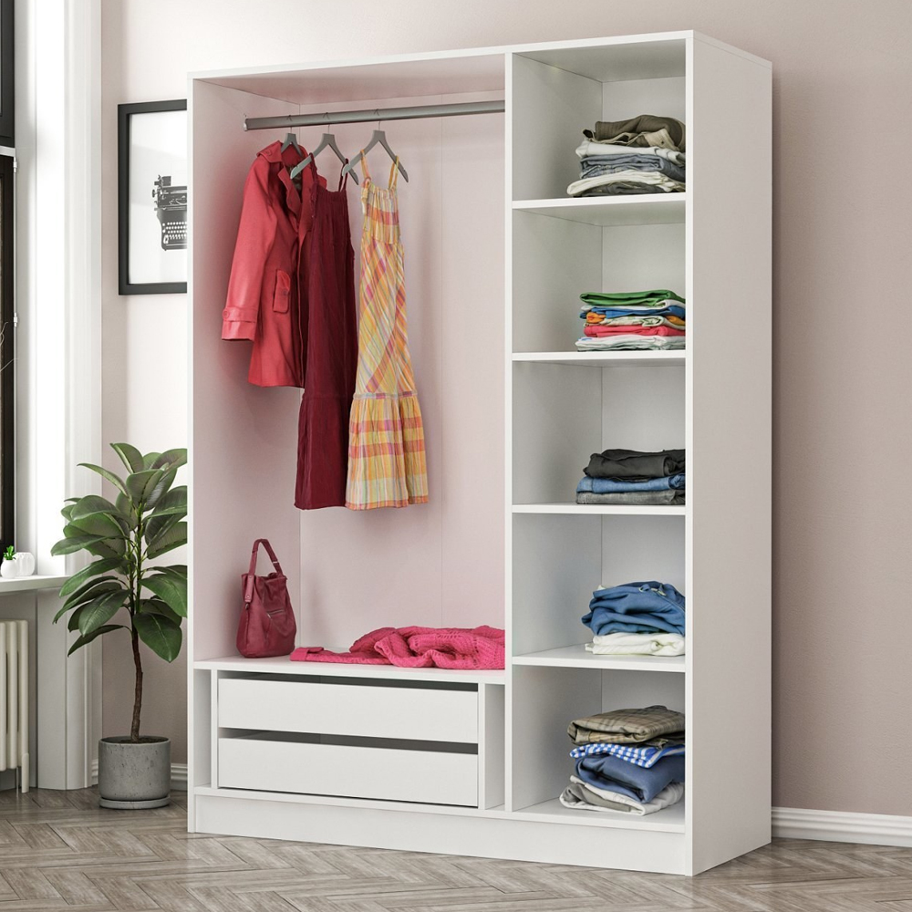 Kale H190cm Wooden Wardrobe with 3 Doors in White