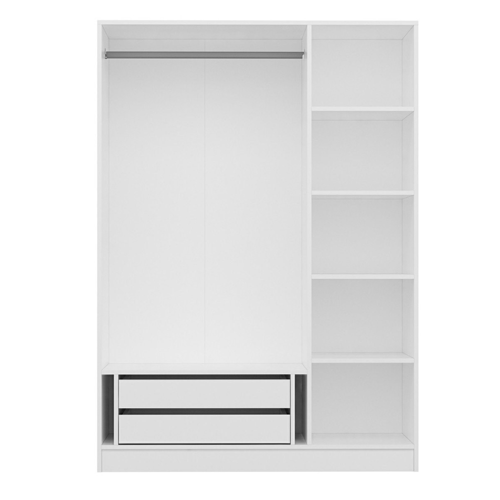 Kale H190cm Wooden Wardrobe with 3 Panel Doors in White
