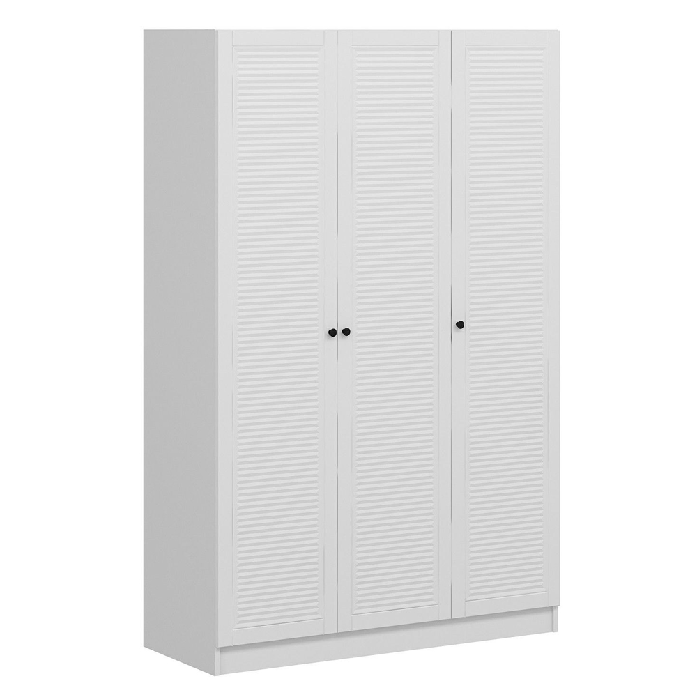 Kale H190cm Wooden Wardrobe with 3 Slatted Doors in White