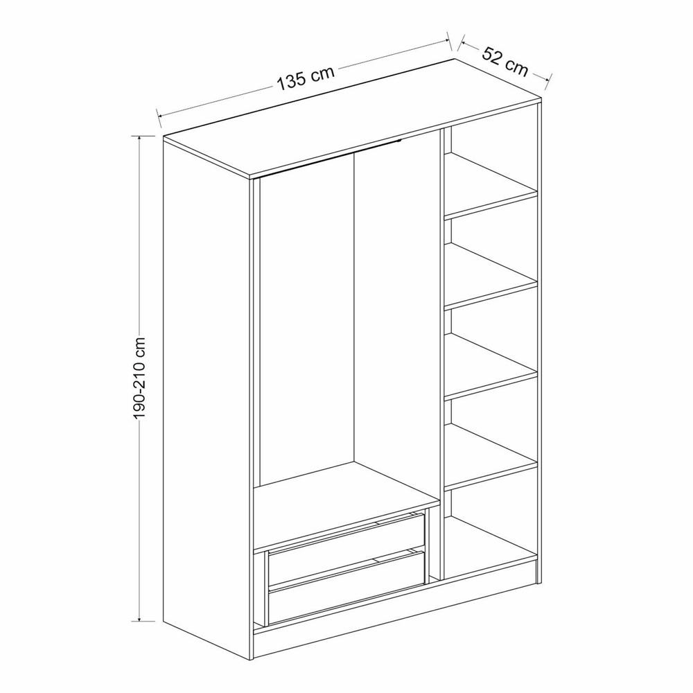 Kale H190cm Wooden Wardrobe with 3 Slatted Doors in White