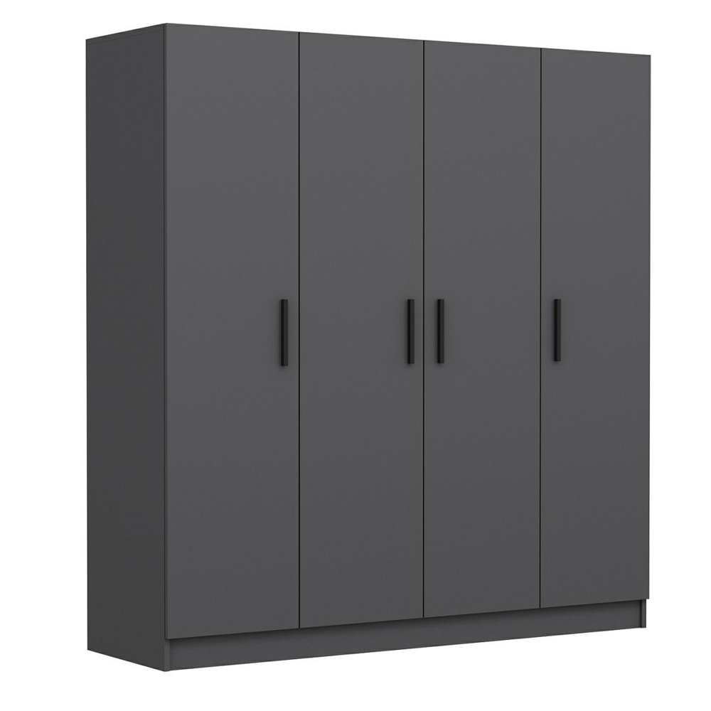 Kale H190cm Wooden Wardrobe with 4 Doors in Anthracite