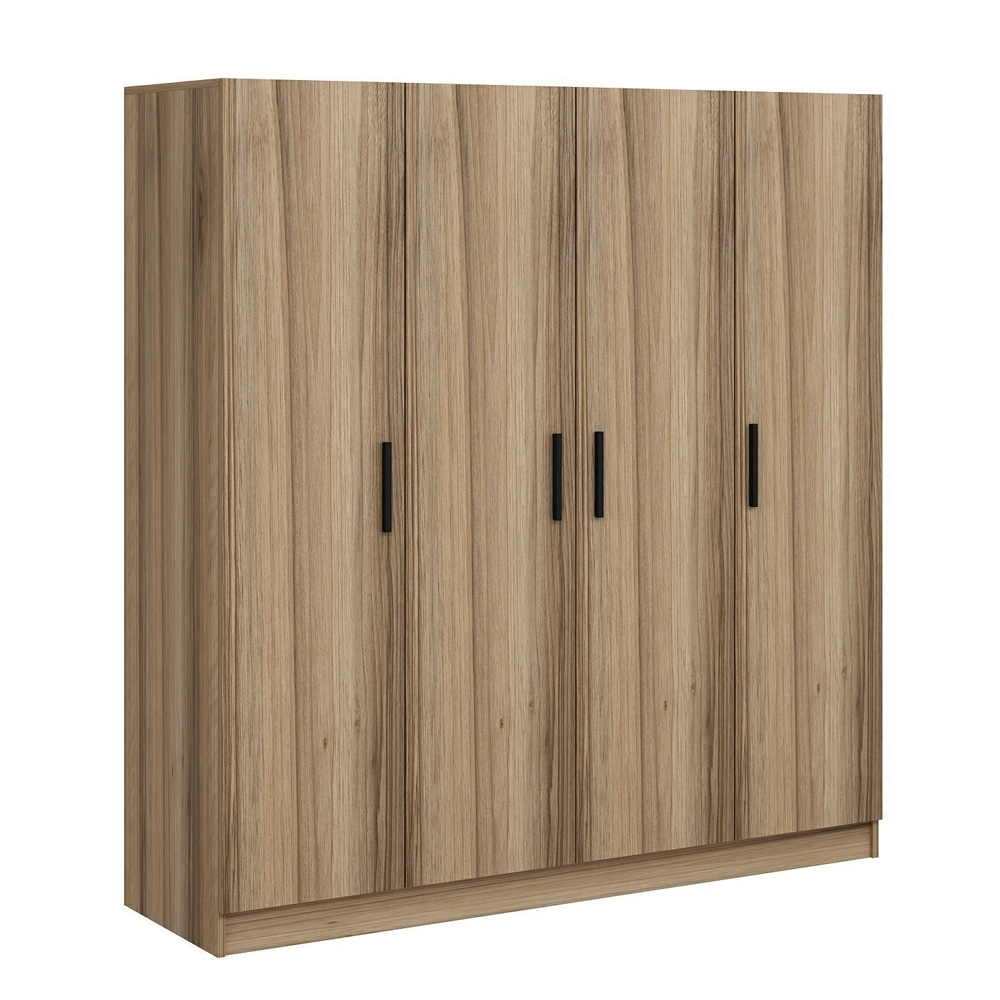 Kale H190cm Wooden Wardrobe with 4 Doors in Oak
