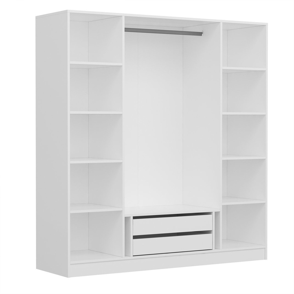 Kale H190cm Wooden Wardrobe with 4 Doors in White