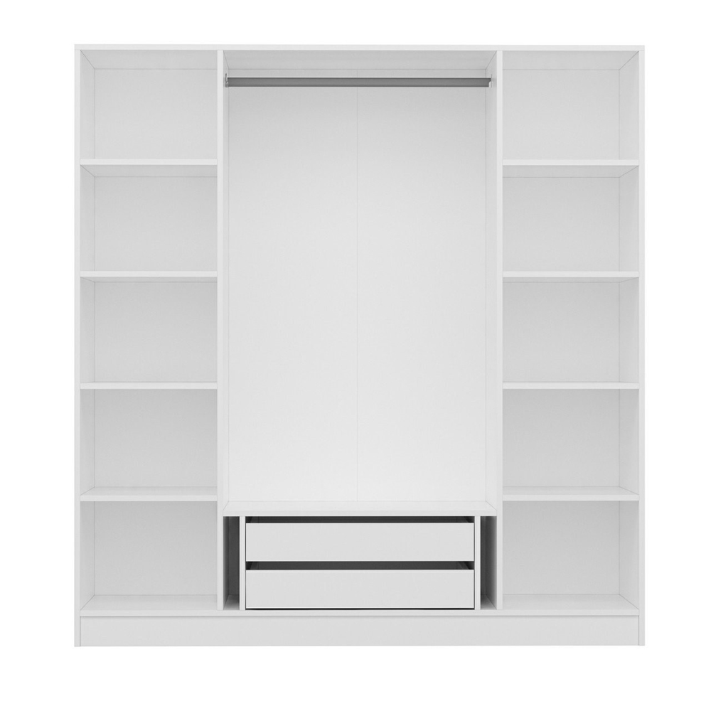 Kale H190cm Wooden Wardrobe with 4 Panel Doors in White