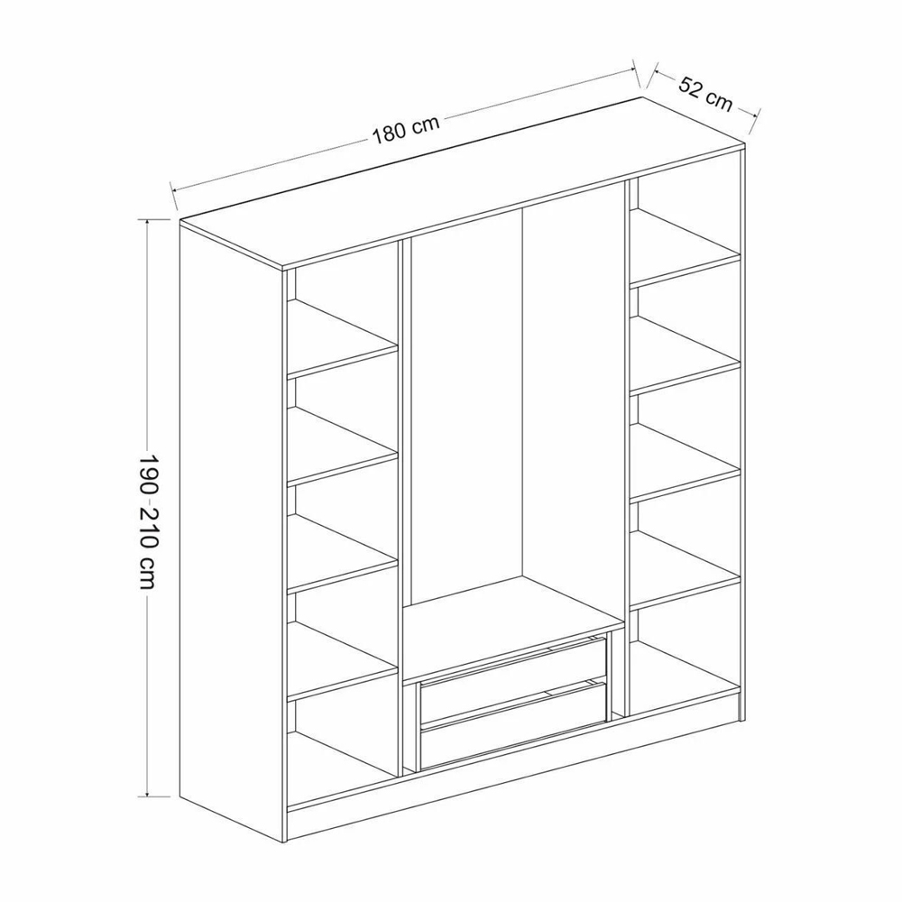 Kale H190cm Wooden Wardrobe with 4 Panel Doors in White