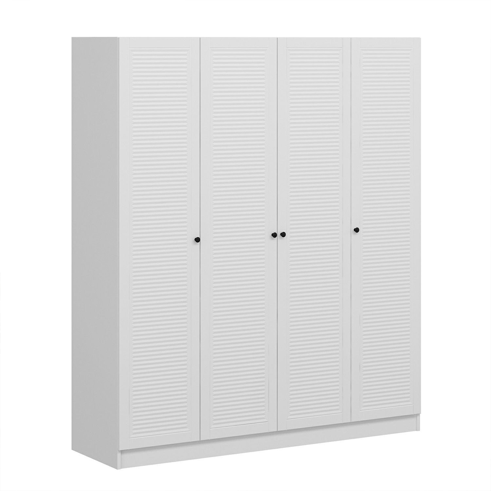 Kale H190cm Wooden Wardrobe with 4 Slatted Doors in White