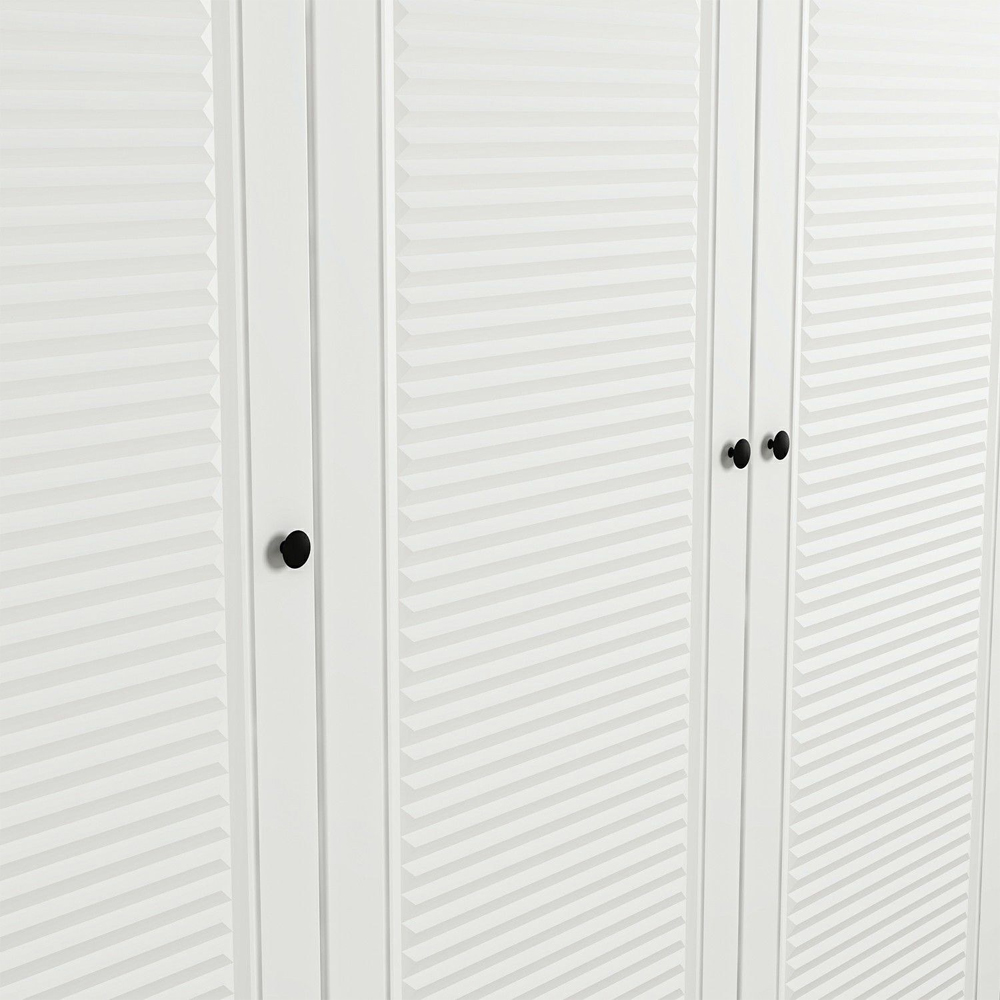 Kale H190cm Wooden Wardrobe with 4 Slatted Doors in White