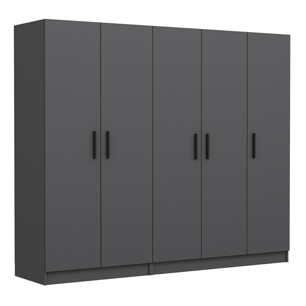 Kale H190cm Wooden Wardrobe with 5 Doors in Anthracite