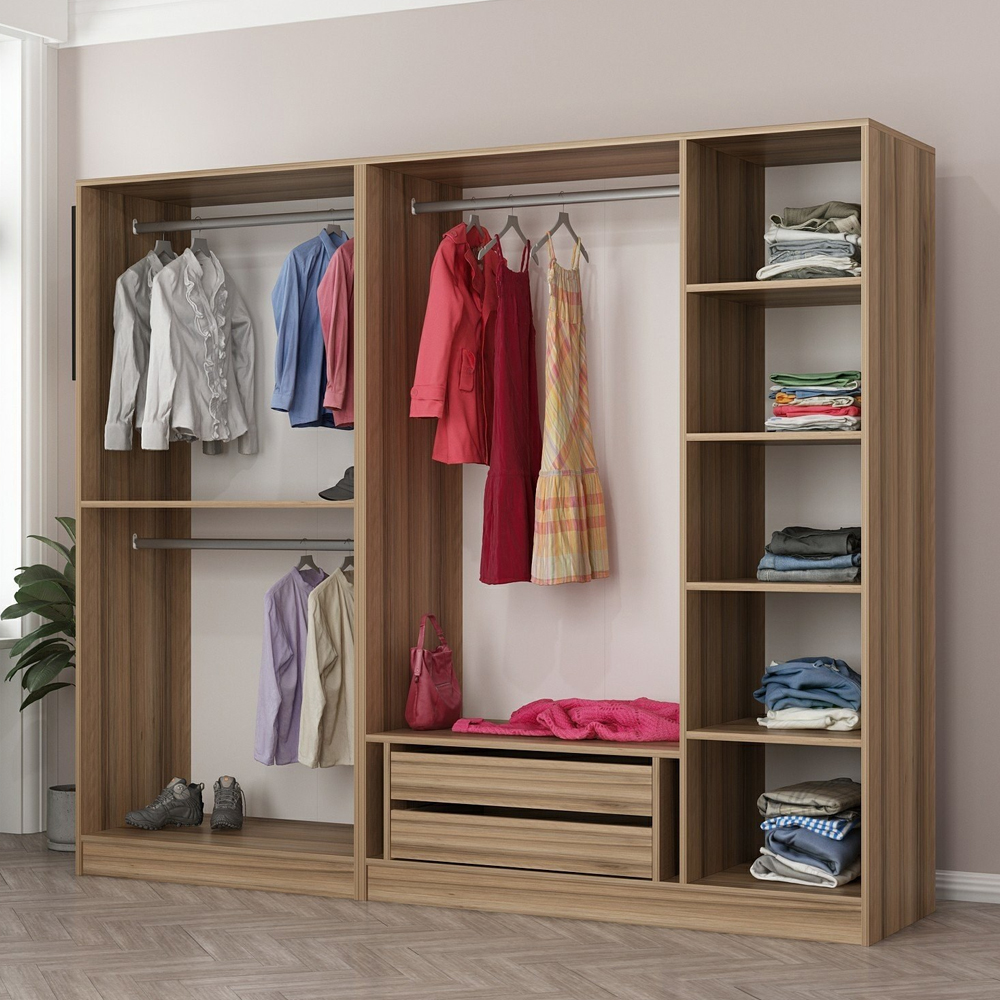 Kale H190cm Wooden Wardrobe with 5 Doors in Oak