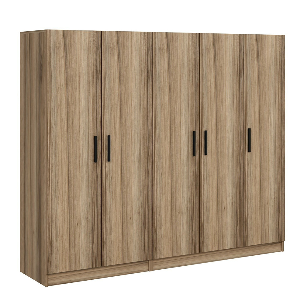 Kale H190cm Wooden Wardrobe with 5 Doors in Oak