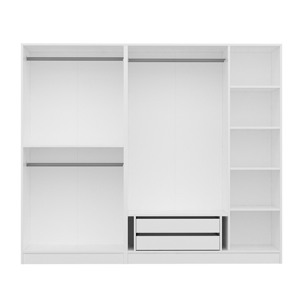 Kale H190cm Wooden Wardrobe with 5 Panel Doors in White