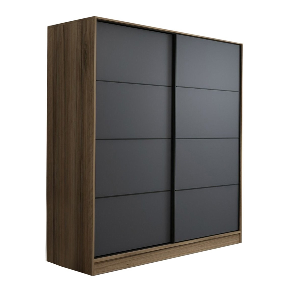 Kale H210 Wooden Sliding Wardrobe with 2 Doors in Anthracite and Oak
