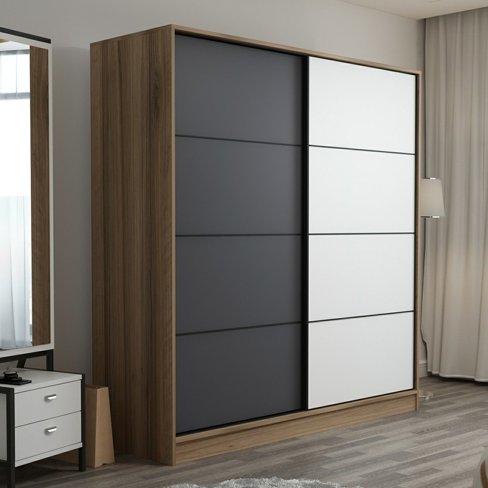 Kale H210cmWooden Sliding Wardrobe with 2 Doors in Dore