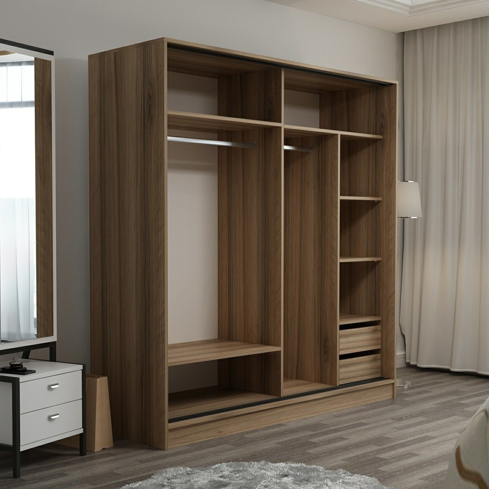 Kale H210cmWooden Sliding Wardrobe with 2 Doors in Dore