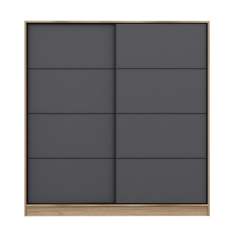 Kale H210cm Wooden Sliding Wardrobe with 2 Doors in Oak and Anthracite