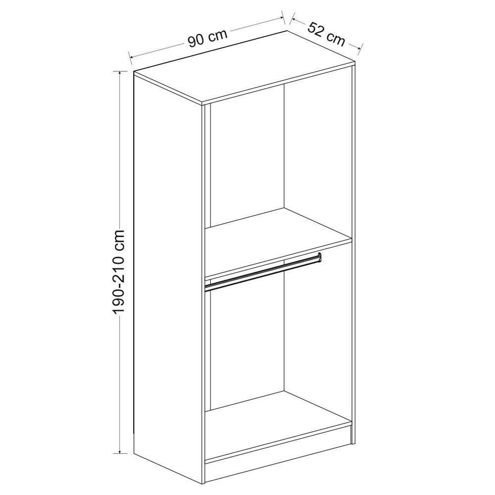 Kale H210cm Wooden Wardrobe with 2 Doors in Anthracite