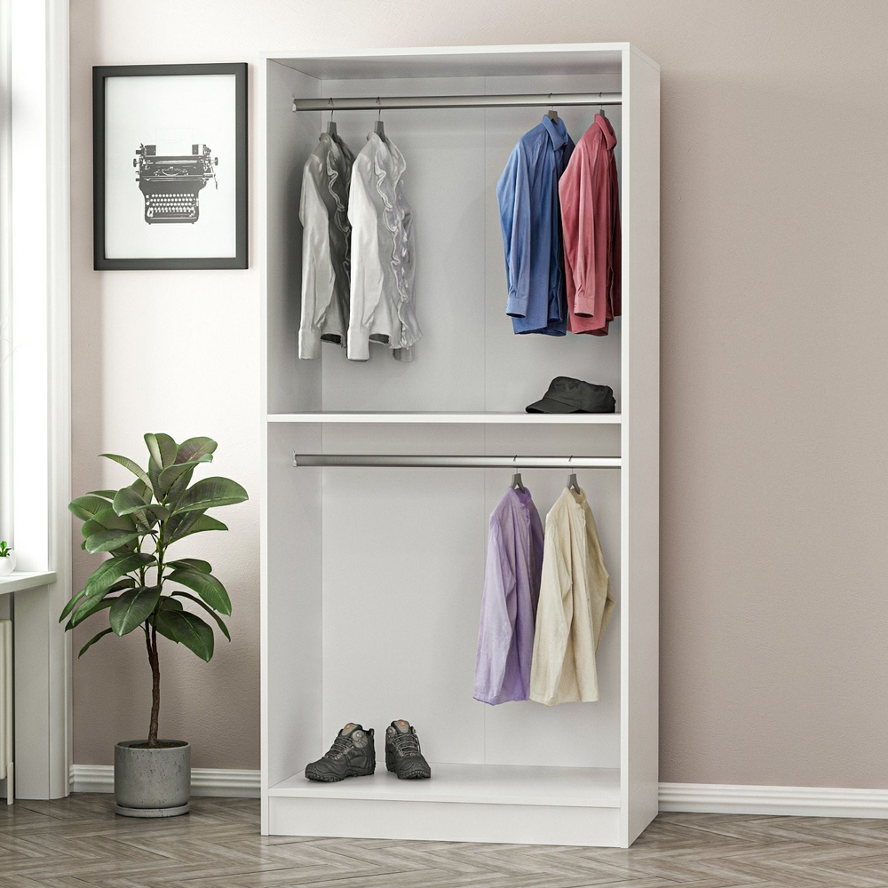 Kale H210cm Wooden Wardrobe with 2 Doors in White