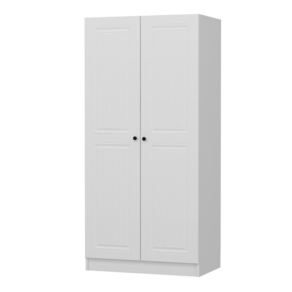Kale H210cm Wooden Wardrobe with 2 Panel Doors in White