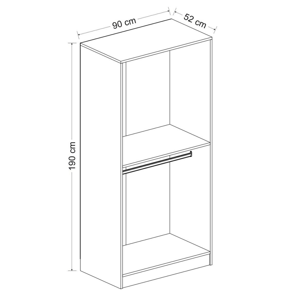 Kale H210cm Wooden Wardrobe with 2 Panel Doors in White