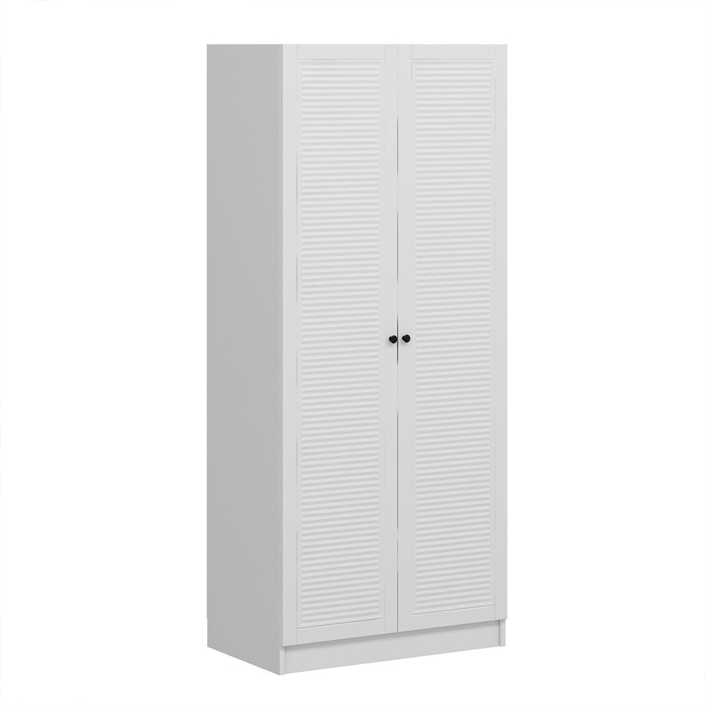 Kale H210cm Wooden Wardrobe with 2 Slatted Doors in White