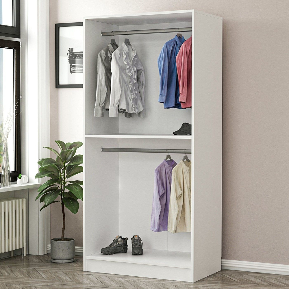 Kale H210cm Wooden Wardrobe with 2 Slatted Doors in White