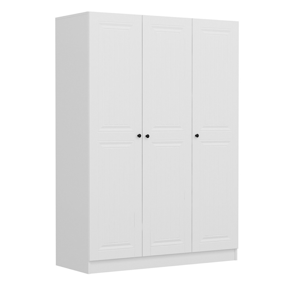 Kale H210cm Wooden Wardrobe with 3 Panel Doors in White