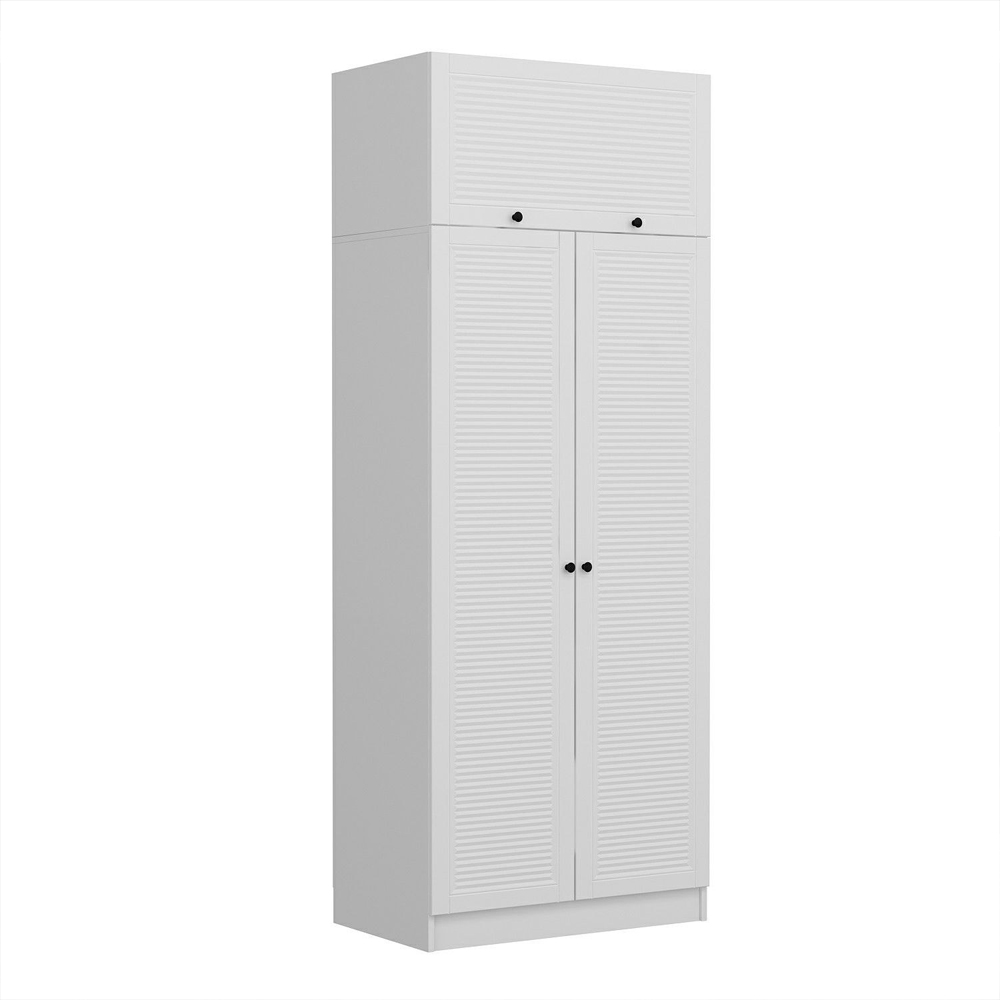 Kale H210cm Wooden Wardrobe with 3 Slatted Doors in White
