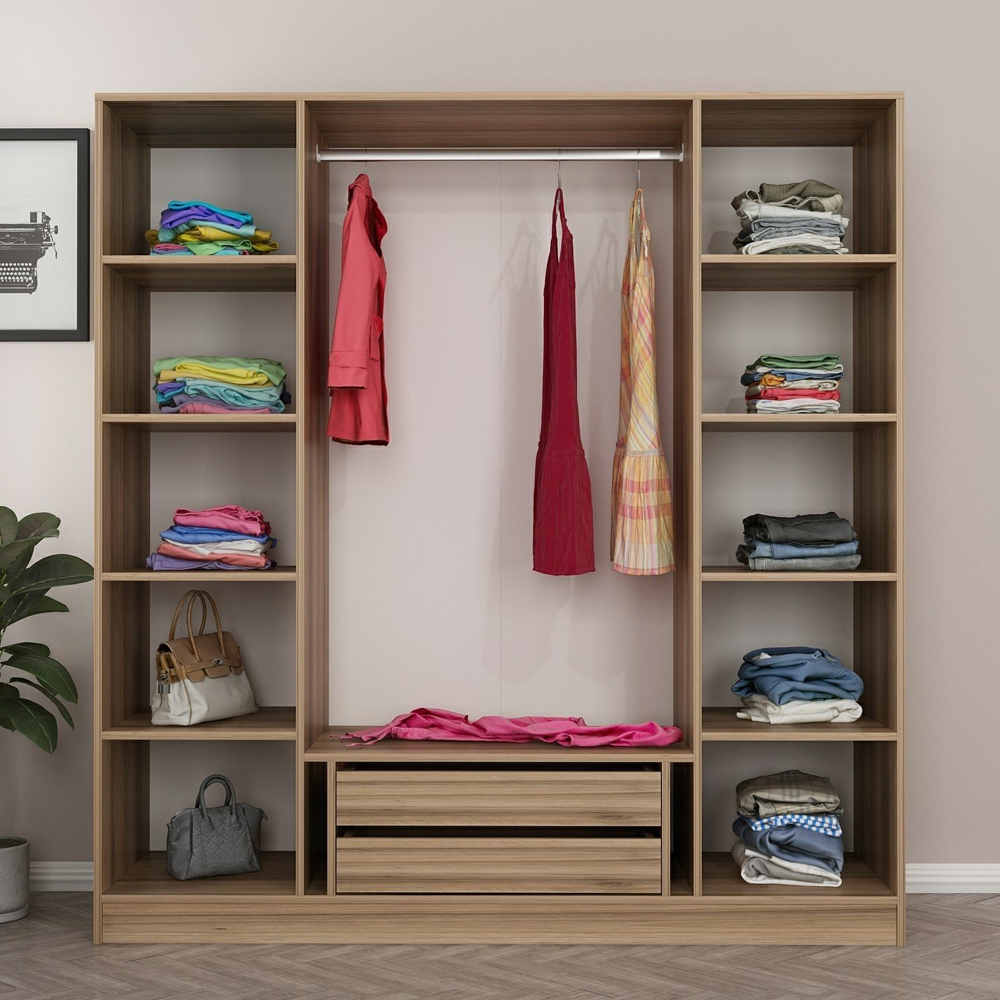 Kale H210cm Wooden Wardrobe with 4 Doors in Oak