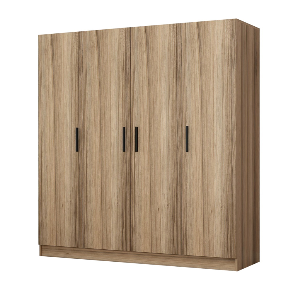 Kale H210cm Wooden Wardrobe with 4 Doors in Oak