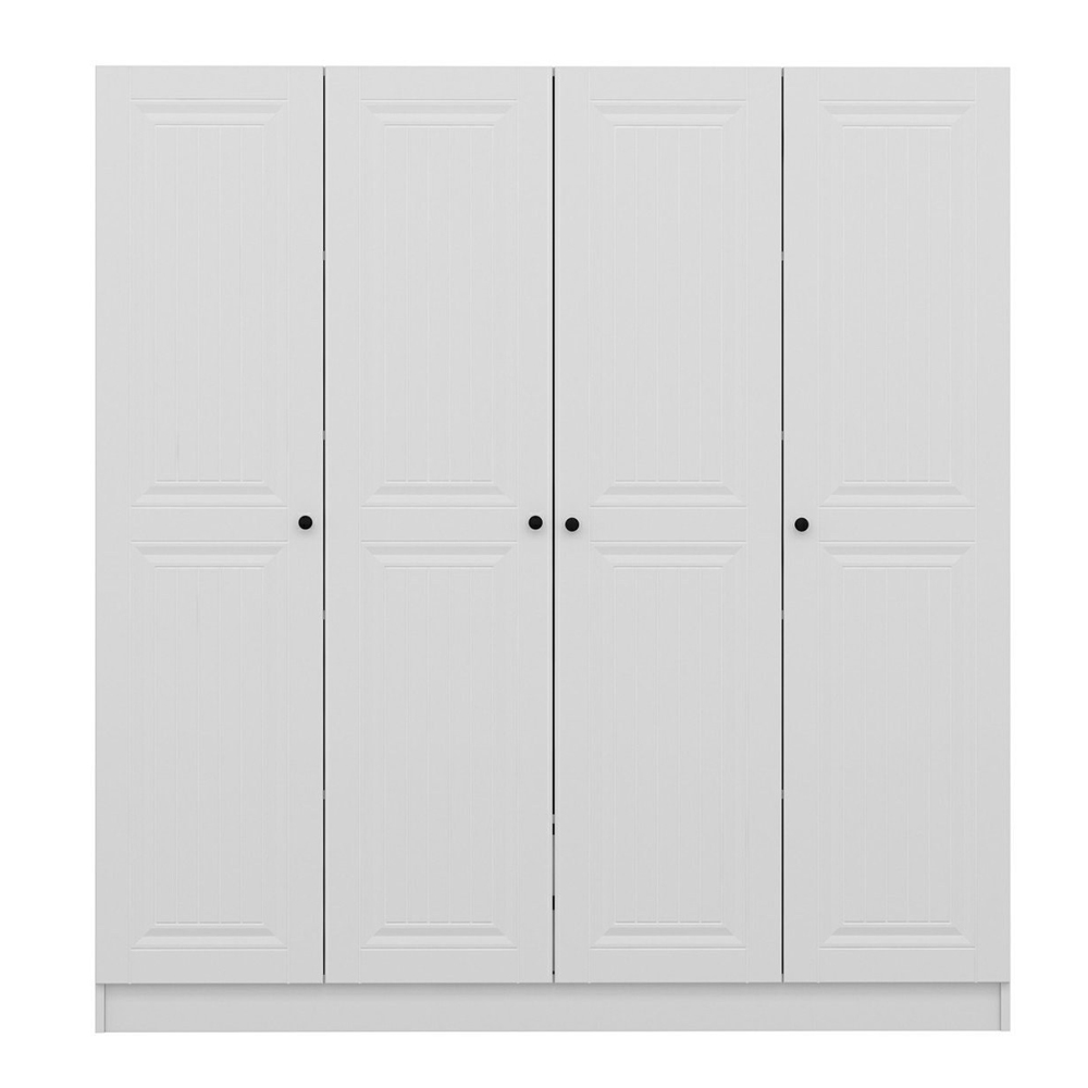 Kale H210cm Wooden Wardrobe with 4 Panel Doors in White
