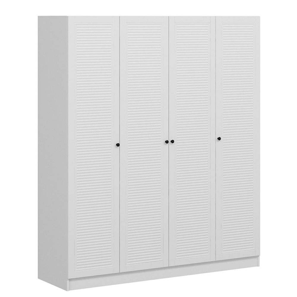 Kale H210cm Wooden Wardrobe with 4 Slatted Doors in White
