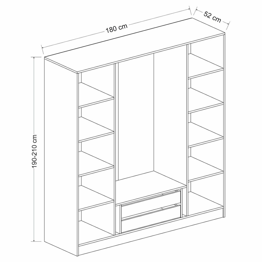 Kale H210cm Wooden Wardrobe with 4 Slatted Doors in White