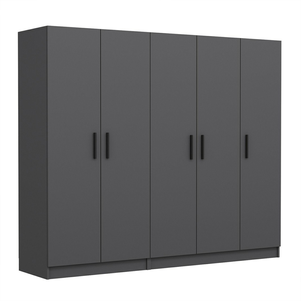 Kale H210cm Wooden Wardrobe with 5 Doors in Anthracite