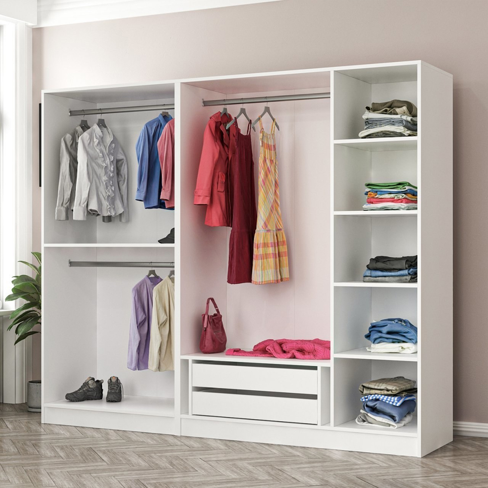 Kale H210cm Wooden Wardrobe with 5 Doors in White