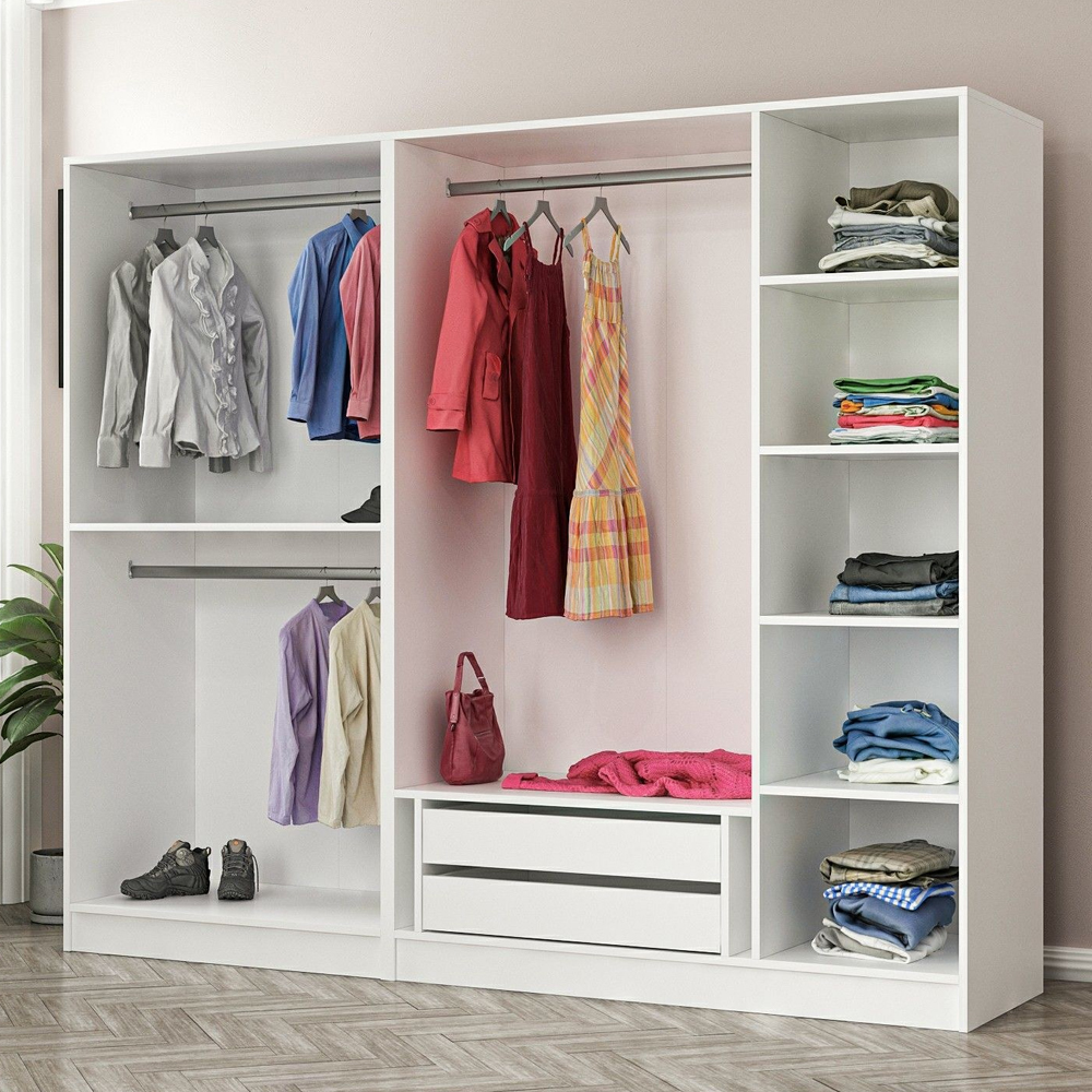 Kale H210cm Wooden Wardrobe with 5 Slatted Doors in White