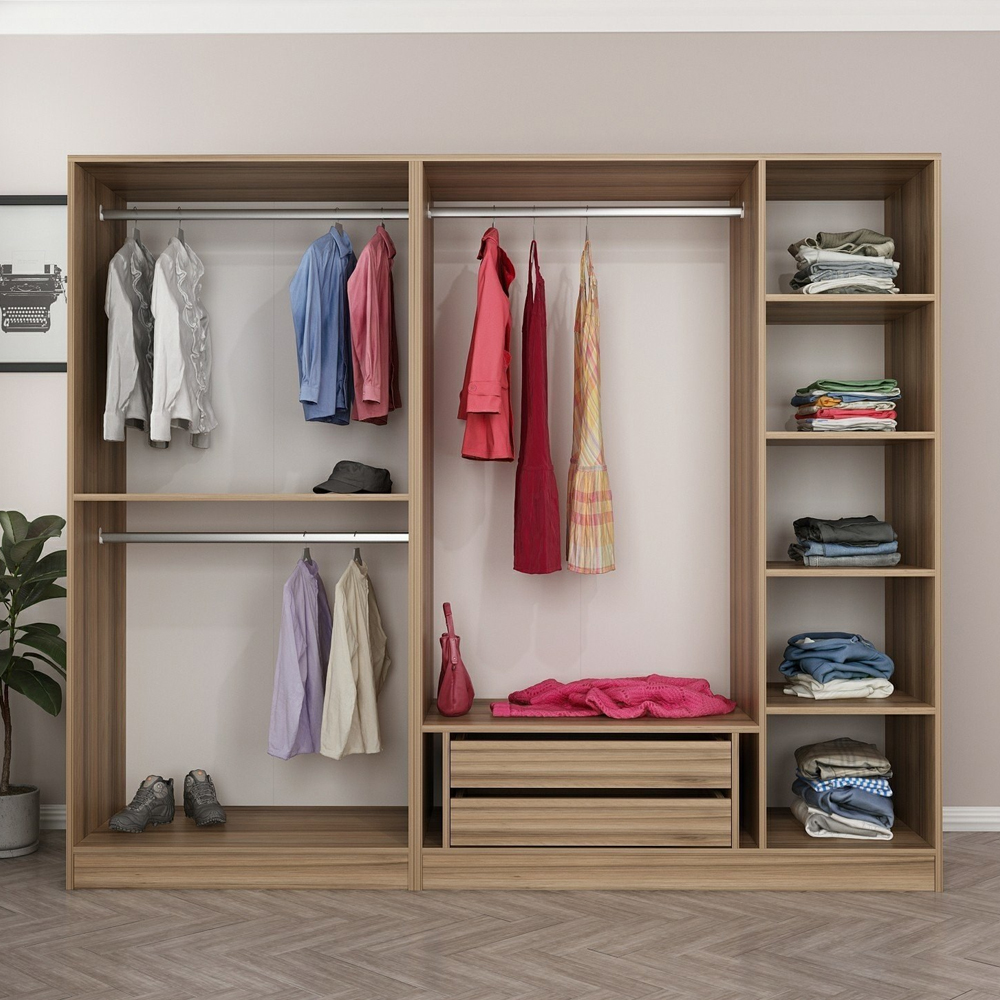Kale H210cmWooden Wardrobe with 5 Doors in Oak