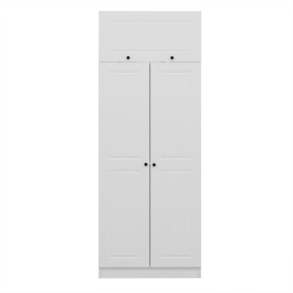 Kale H235cm Wooden Wardrobe with 3 Panel Doors in White