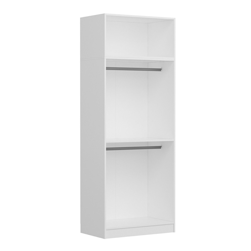 Kale H235cm Wooden Wardrobe with 3 Panel Doors in White