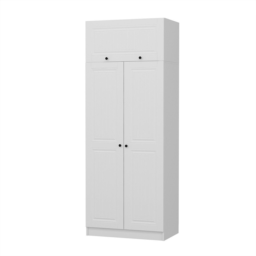 Kale H255cm Wooden Wardrobe with 3 Panel Doors in White