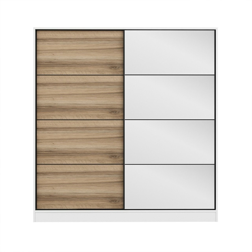 Kale Mirrored Sliding Wardrobe with 2 Doors in White and Dore