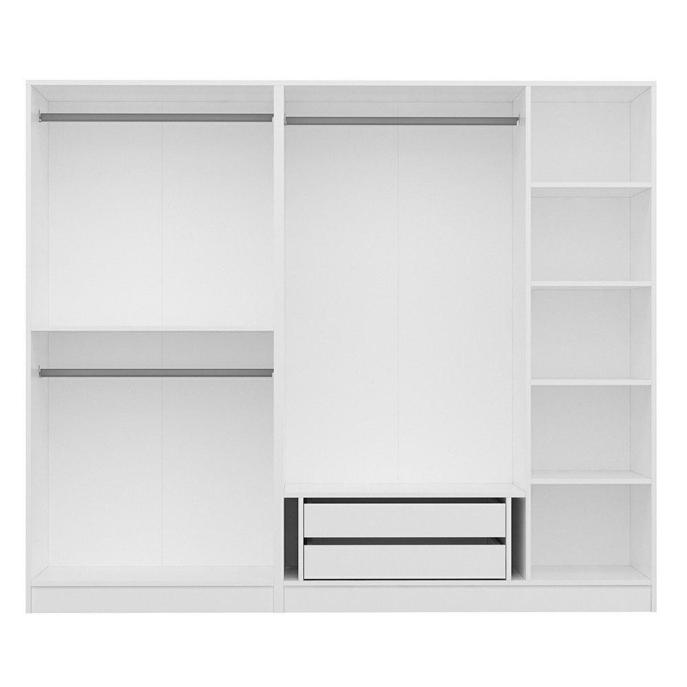 Kale Mirrored Wardrobe with 5 Doors in White and Dark Grey