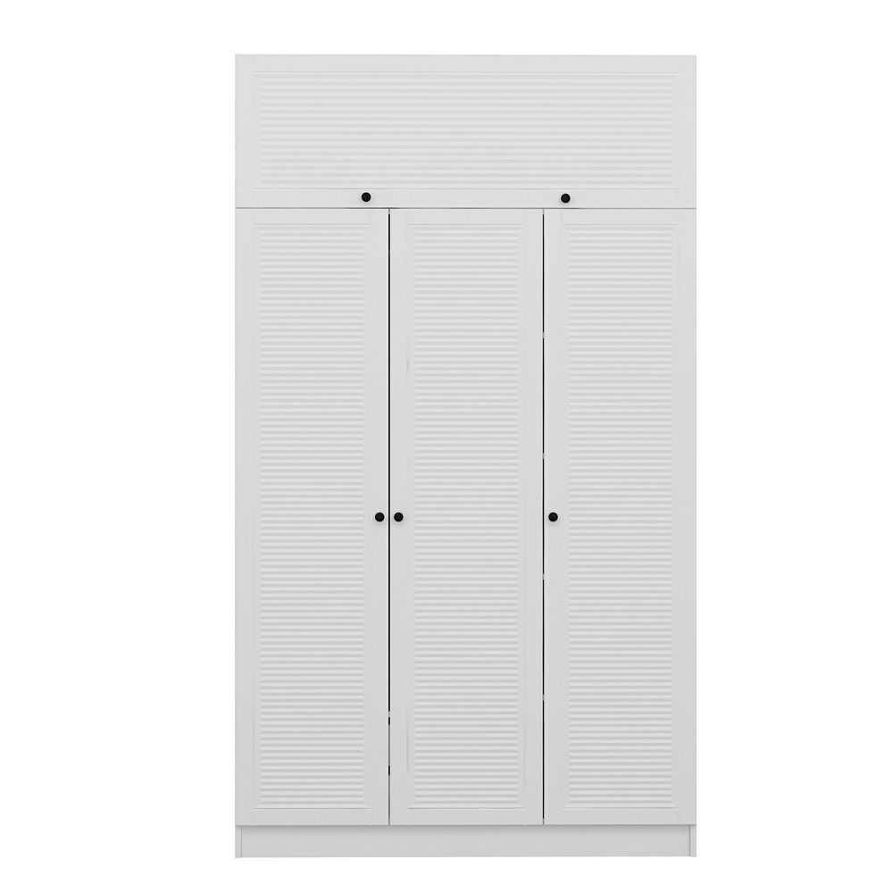 Kale Tall H210cm Wooden Wardrobe with 4 Slatted Doors in White