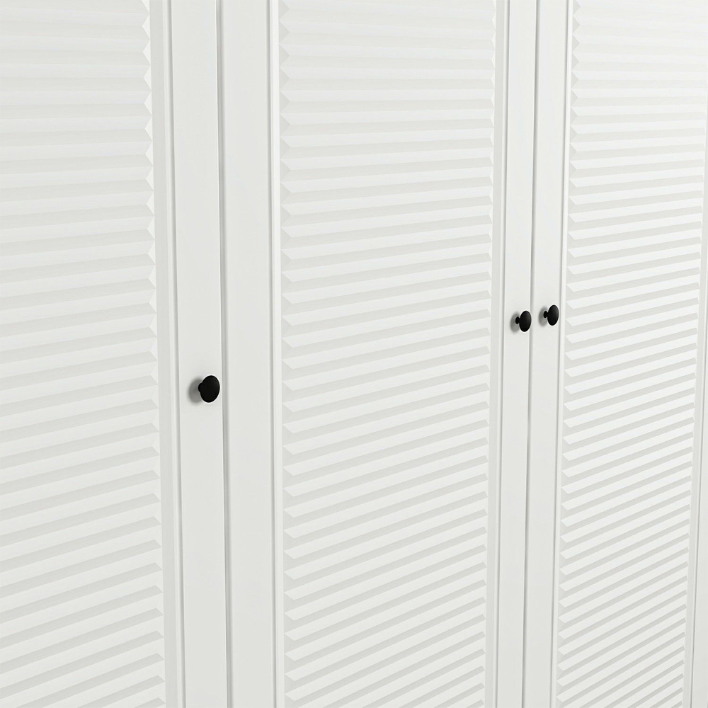 Kale Tall H210cm Wooden Wardrobe with 4 Slatted Doors in White
