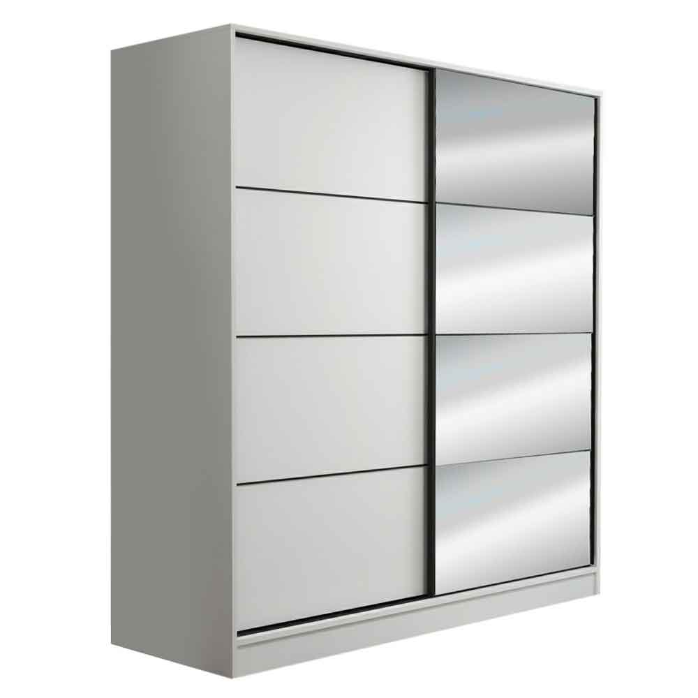 Kale Wooden Sliding Mirror Wardrobe with 2 Doors in White