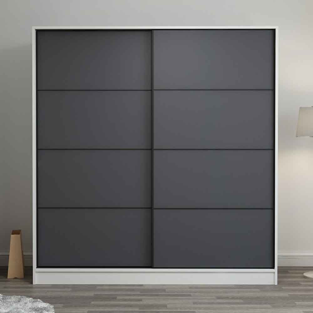 Kale Wooden Sliding Wardrobe with 2 Doors in Anthracite and White