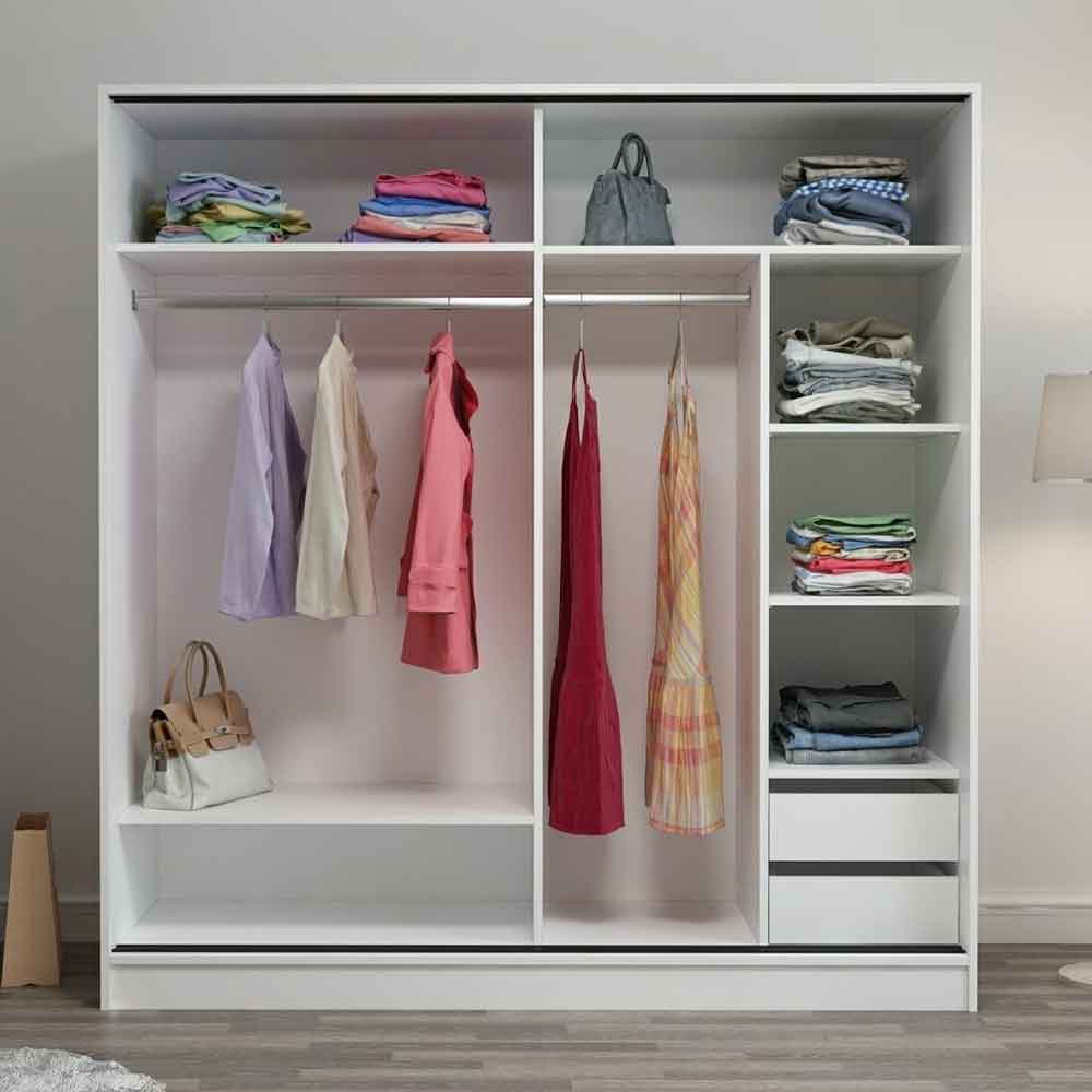 Kale Wooden Sliding Wardrobe with 2 Doors in Anthracite and White